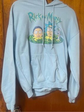 Rick and Morty Light Blue Graphic Hoodie